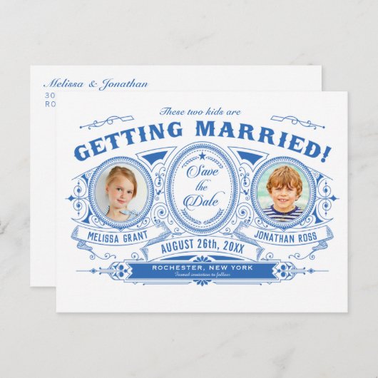 Kinder foto Sla de datum bruiloft Briefkaarten  (Voorkant / Achterkant)