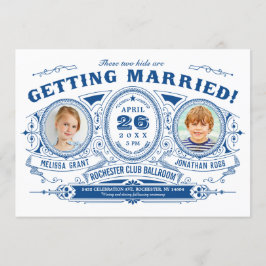 Kinder foto trouwuitnodigingen |  retro kaart