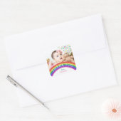 Kinder foto Verjaardag Dank u Vierkante Sticker (Envelop)