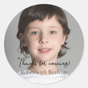 Kinder foto Verjaardagsfeestje Bedankt om te komen Ronde Sticker