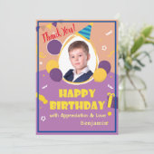 Kinder fotoballonnen Happy Birthday Personaliseren Bedankkaart (Staand voorkant)