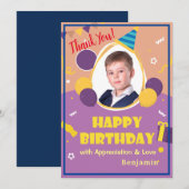 Kinder fotoballonnen Happy Birthday Personaliseren Bedankkaart (Voorkant / Achterkant)
