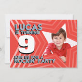 Kinder fotojongens 9e verjaardag Rode blauwe uitno Kaart (Voorkant)