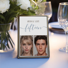 Kinder foto's 15 jaar Stusty Blue Handwriting Wedd Kaart