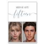 Kinder foto's 15 jaar Stusty Blue Handwriting Wedd Kaart (Voorkant)