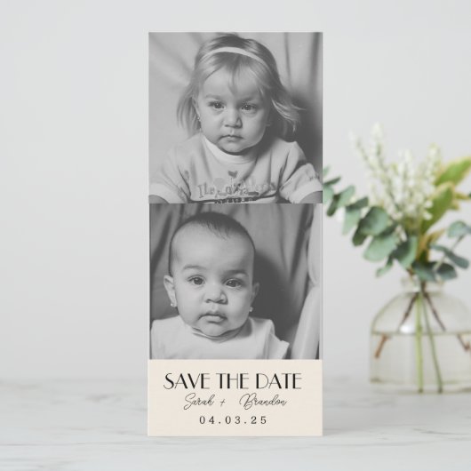 Kinder Foto's Typografie Qrcode De datum opslaan Kaart (Staand voorkant)