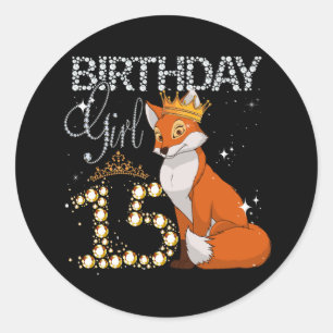 Kinder Fox Dierenvrienden 15th Birthday Girl Fox B Ronde Sticker