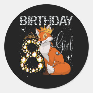 Kinder Fox Dierenvrienden 8e verjaardag meisje Fox Ronde Sticker