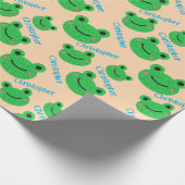 Kinder Fun Birthday Green Frog Cadeaupapier (Hoek)