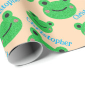 Kinder Fun Birthday Green Frog Cadeaupapier (Rol Hoek)