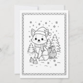 Kinder Fun Christmas Fox Kleuren Flat Note Kaart (Voorkant)