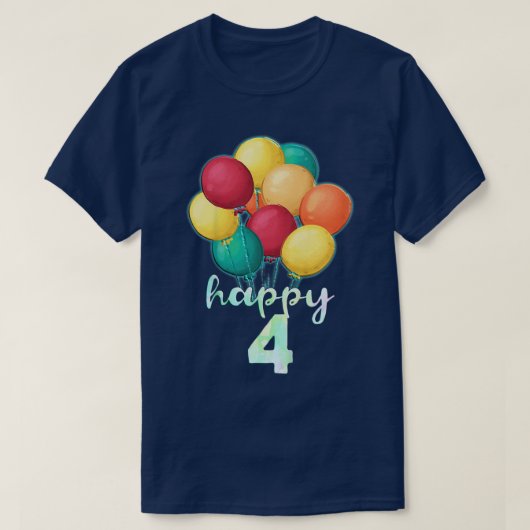 Kinder Fun Happy 4-jaars oude kleurrijke ballonnen T-shirt (Design voorkant)