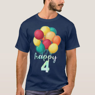 Kinder Fun Happy 4-jaars oude kleurrijke ballonnen T-shirt