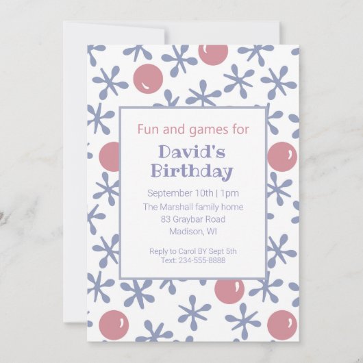 Kinder Fun Jacks Game Verjaardagsuitnodiging Kaart (Voorkant)