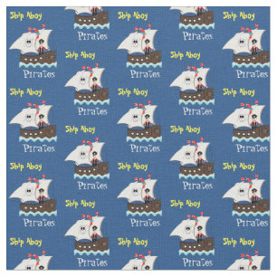 Kinder Fun Pirate Ship Thleed Whimsy Print Stof