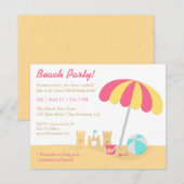 Kinder Fun Sandcastles Beach Verjaardagsfeest Kaart (Voorkant / Achterkant)