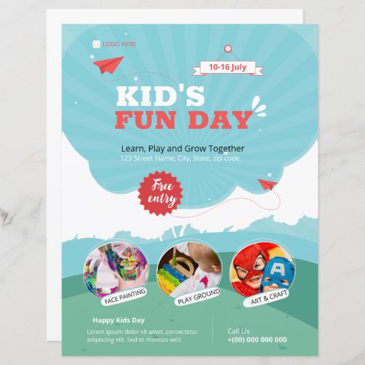 Kinder Funday Flyer Sjabloon (Voorkant / Achterkant)