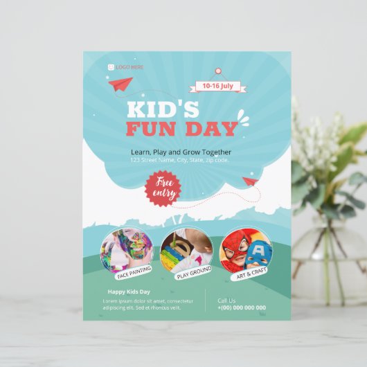 Kinder Funday Flyer Sjabloon (Staand voorkant)