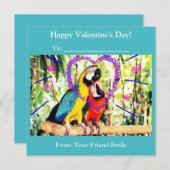 Kinder Funky Classroom Valentijns's Love Parrots Feestdagenkaart (Voorkant / Achterkant)