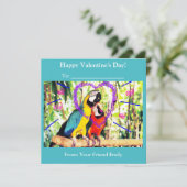 Kinder Funky Classroom Valentijns's Love Parrots Feestdagenkaart (Staand voorkant)