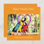 Kinder Funky Classroom Valentijns's Love Parrots Feestdagenkaart (Voorkant / Achterkant)