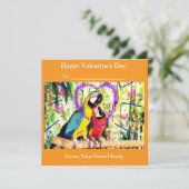 Kinder Funky Classroom Valentijns's Love Parrots Feestdagenkaart (Staand voorkant)