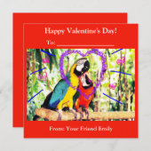 Kinder Funky Classroom Valentijns's Love Parrots Feestdagenkaart (Voorkant / Achterkant)