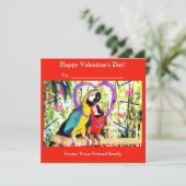 Kinder Funky Classroom Valentijns's Love Parrots Feestdagenkaart (Staand voorkant)