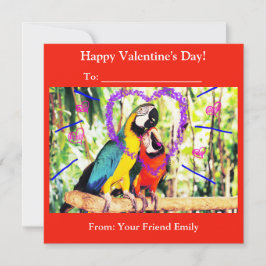 Kinder Funky Classroom Valentijns's Love Parrots Feestdagenkaart