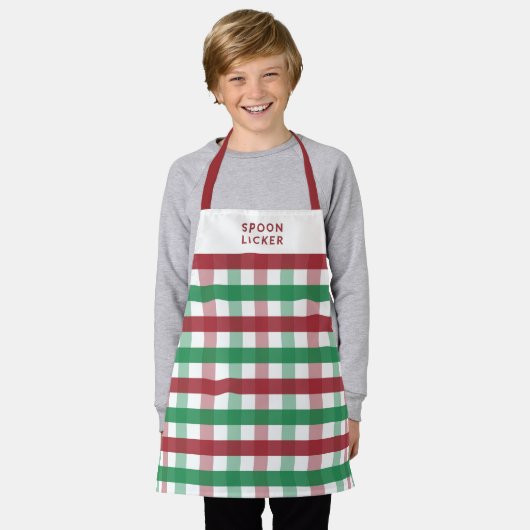 Kinder Funny Christmas Baking Plaid Spoon Licker Schort (Gedragen)