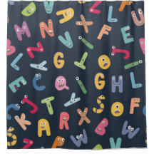 Kinder Funny Colorful Alphabet Shower Curtain