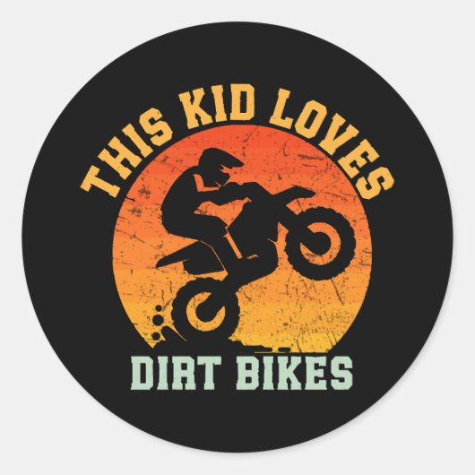 Kinder Funny Dirt Bike Ronde Sticker (Voorkant)