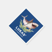 Kinder Funny Shark Blue Birthday Party Servet (Hoek)