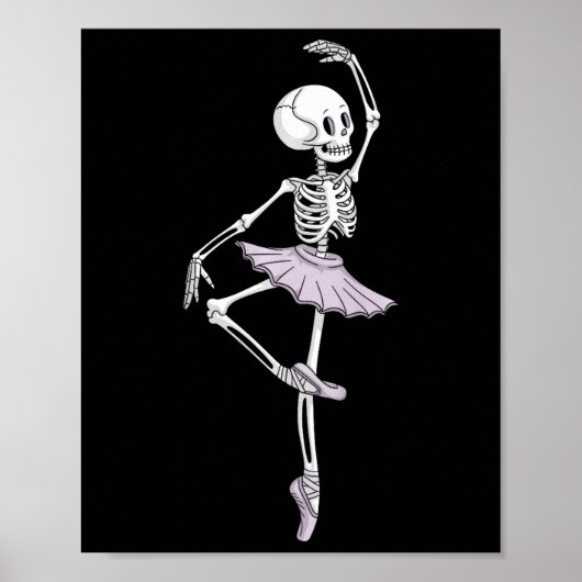 Kinder Funny Skeleton Dancing Ballet Lovers Spooky Poster (Voorkant)