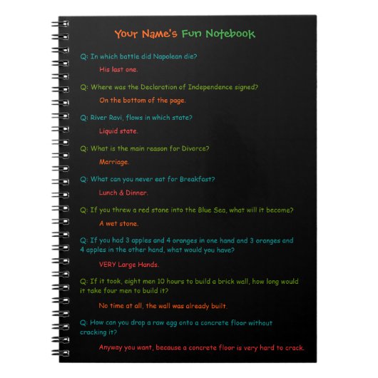 Kinder Funny Test Answers Fun Spiral Custom Notiti Notitieboek (Voorkant)