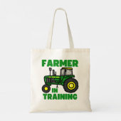 Kinder Funny Tractor Boy Farmer die de landbouw op Tote Bag (Achterkant)