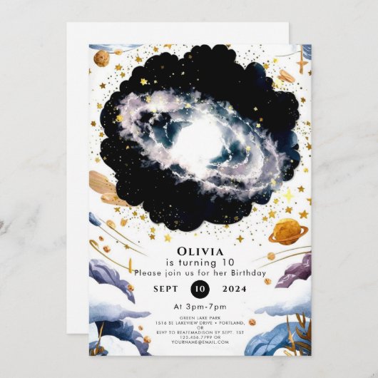Kinder Galactische Ruimte Verjaardag Kaart (Voorkant / Achterkant)