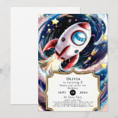 Kinder Galaxy Rocket Verjaardag Kaart (Voorkant / Achterkant)