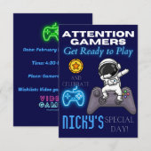 Kinder gamer met een hoog gamebeleving op feestdag kaart (Voorkant / Achterkant)