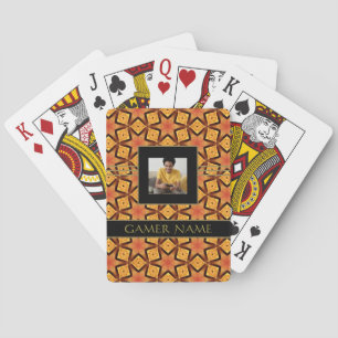 Kinder Gamer Party Name & Photo Oranje/Yellow Play Pokerkaarten