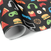 Kinder Gamer Videogame Snacks Pizza Donuts Plezier Cadeaupapier (Rol Hoek)