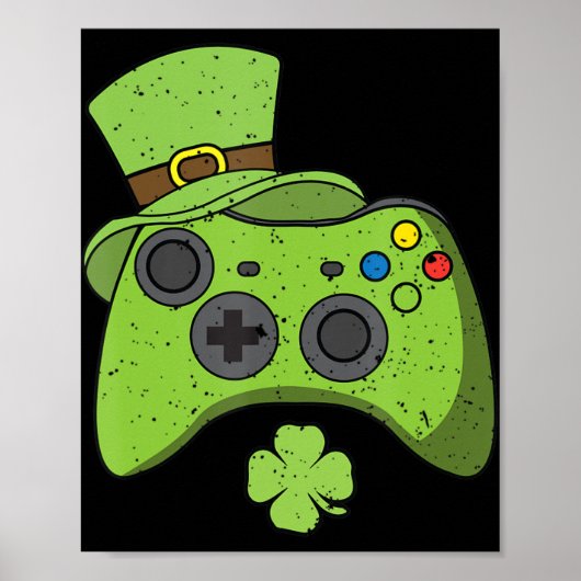 Kinder gamers van Fun Video Game Console St Patric Poster (Voorkant)