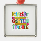 Kinder Garten-leraar Metalen Ornament (Voorkant)