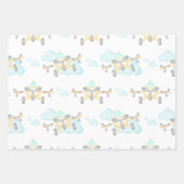 Kinder Geel Vliegtuig Vliegende Luchtvaart Verjaar Inpakpapier Vel (Voorkant)