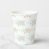 Kinder Geel Vliegtuig Vliegende Luchtvaart Verjaar Papieren Bekers (Voorkant)