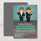 Kinder geheime agent Birthday Party Kaart (Voorkant / Achterkant)