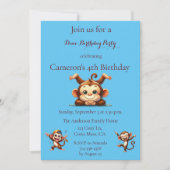 Kinder Gekke Aap Oerwoud Thema Verjaardagsfeest Kaart (Voorkant)