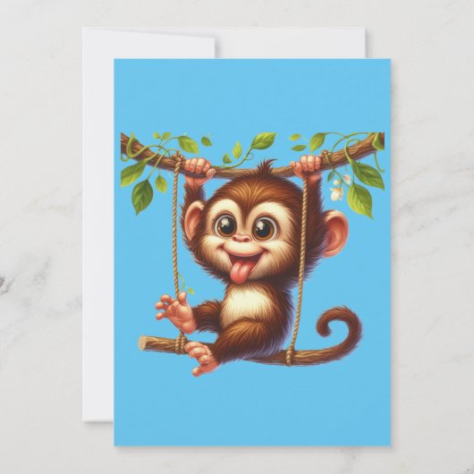 Kinder Gekke Aap Oerwoud Thema Verjaardagsfeest Kaart (Achterkant)