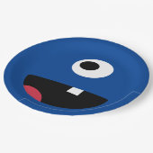 Kinder Gekke Monster Face Monsters Party Blue Cute Papieren Bordje (Gekanteld)