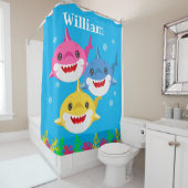 Kinder gele haai en familie gepersonaliseerd douchegordijn (In situ)
